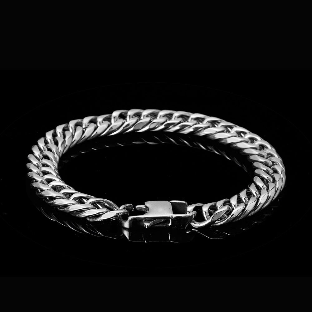 Hip Hop Stainless Steel Bracelet Titanium Steel Jeans Button Six-sided Grinding Chain