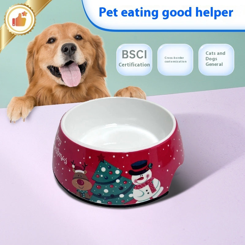 Christmas Dog Pet Bowl Stainless Steel Double Layer Cat Bowl