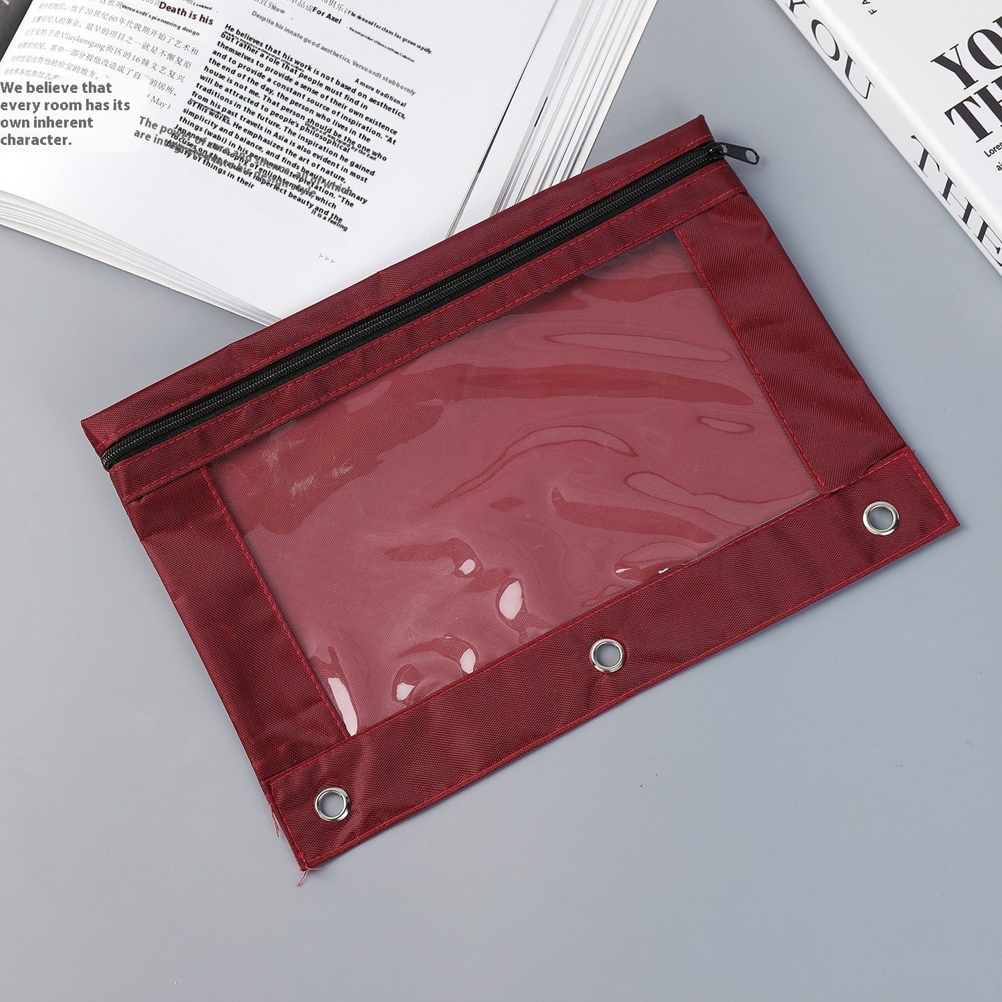 Three-hole Transparent Oxford Cloth Loose-leaf Air Hole Large Capacity Stain-resistant Stationery Case