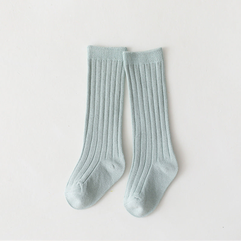 Sunken Stripe Socks Baby Plain Middle-long Stockings