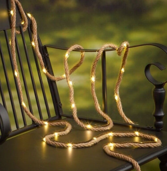 Solar Hemp Rope String Copper Wire LED Light