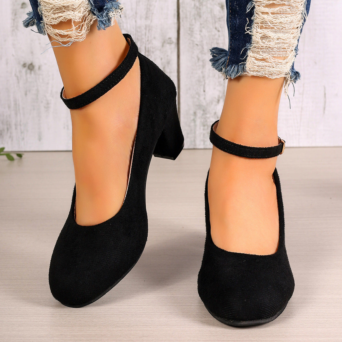 Oversized Shoes Women's High Heels Round Toe Suede