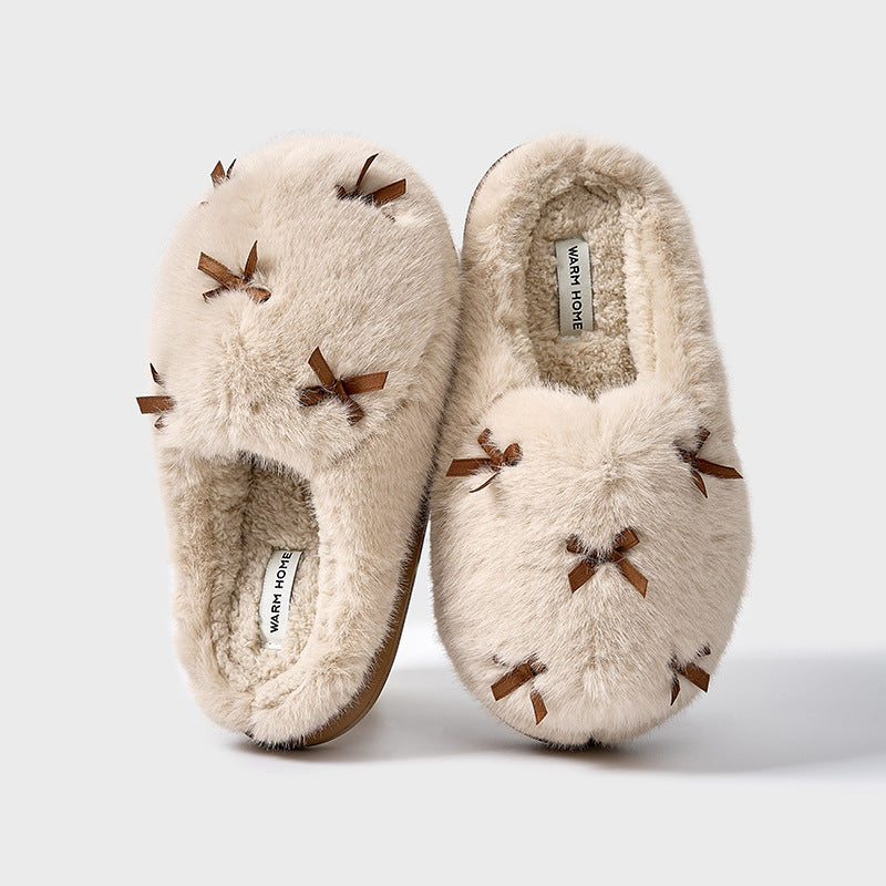 Cotton Slippers Women's Thick Bottom Fur Insulated Cotton-padded Shoes