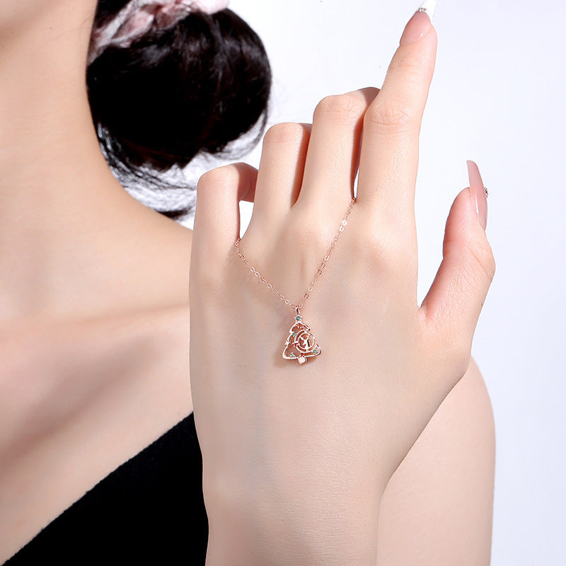 S925 Elk Christmas Tree Necklace Fashion Ins Style Zircon Clavicle Chain Women's Jewelry