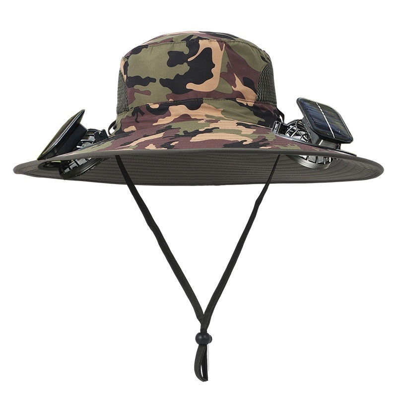 Removable Solar Energy Recharge Fan Embedded Big Brim Hat