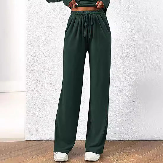 Casual Suit Asymmetric Long-sleeved T-shirt Wide-leg Pants Sportswear