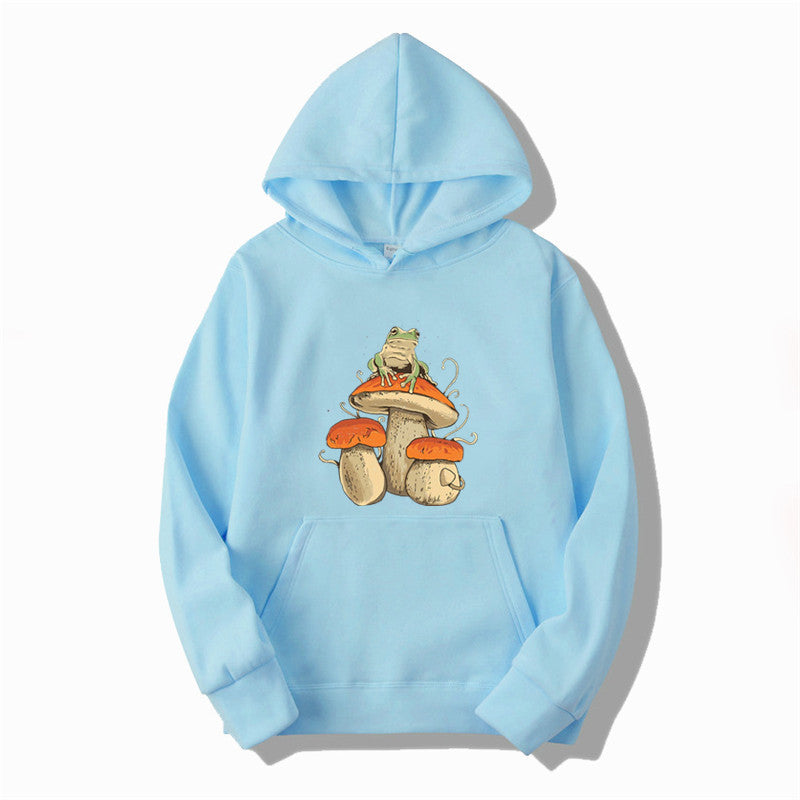 Sweatshirt Plain Letter Printed Kangaroo Pocket Drawstring Hoodie