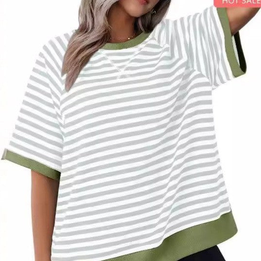 Women's Casual Versatile Striped Loose T-shirt