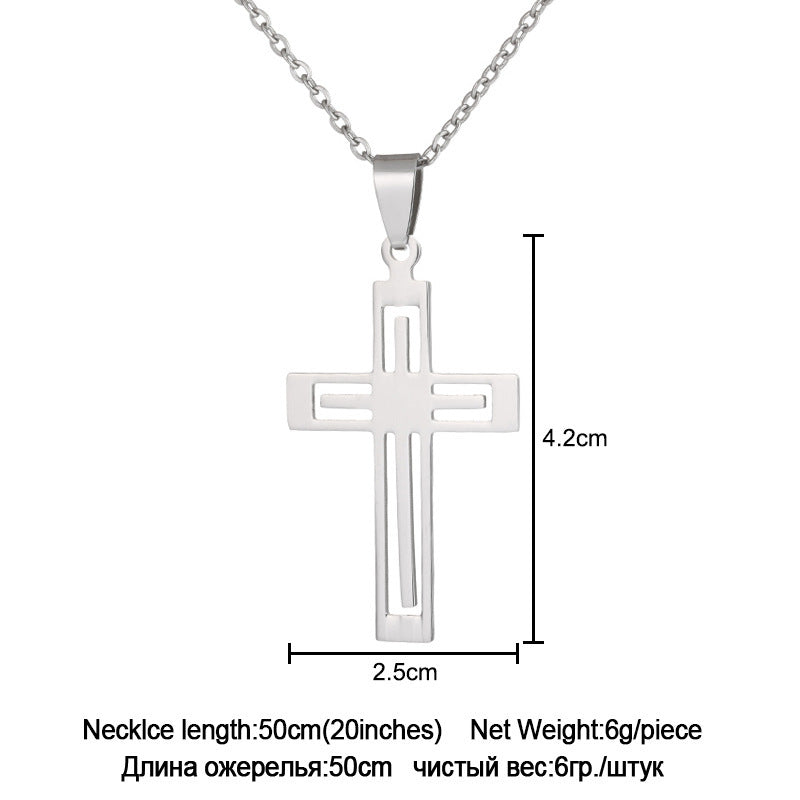 Stainless Steel Cross Necklace For Men Women Pendant Jewelry Fashion Fall Winter Sweater Necklace