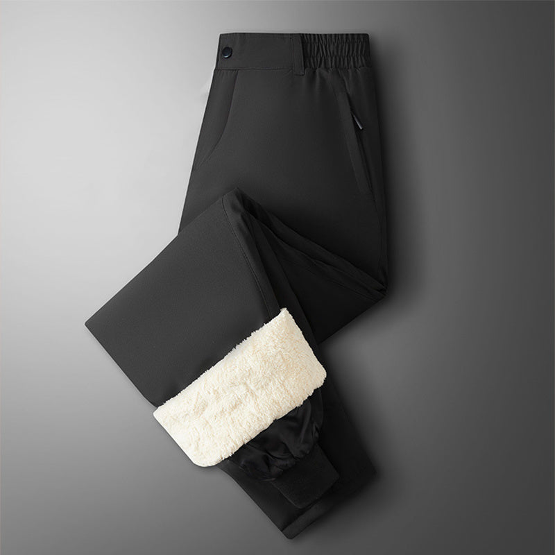 New Men's Winter Trousers Plus Velvet Thickened Lamb Pants Casual Warm Loose Sports Pants