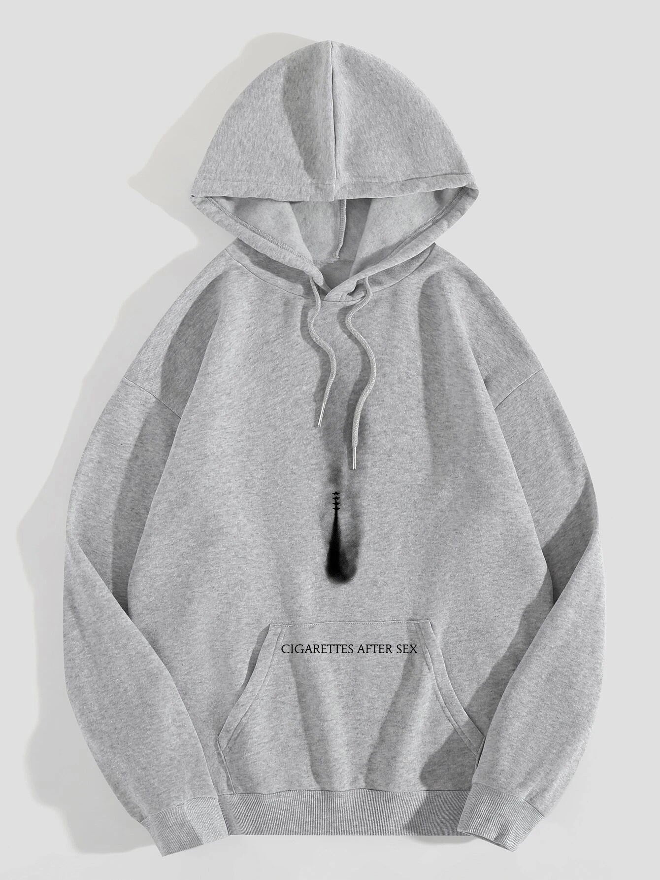 Women's Fleece-lined Letter Print Kangaroo Pocket Drawstring Printed Hoodie