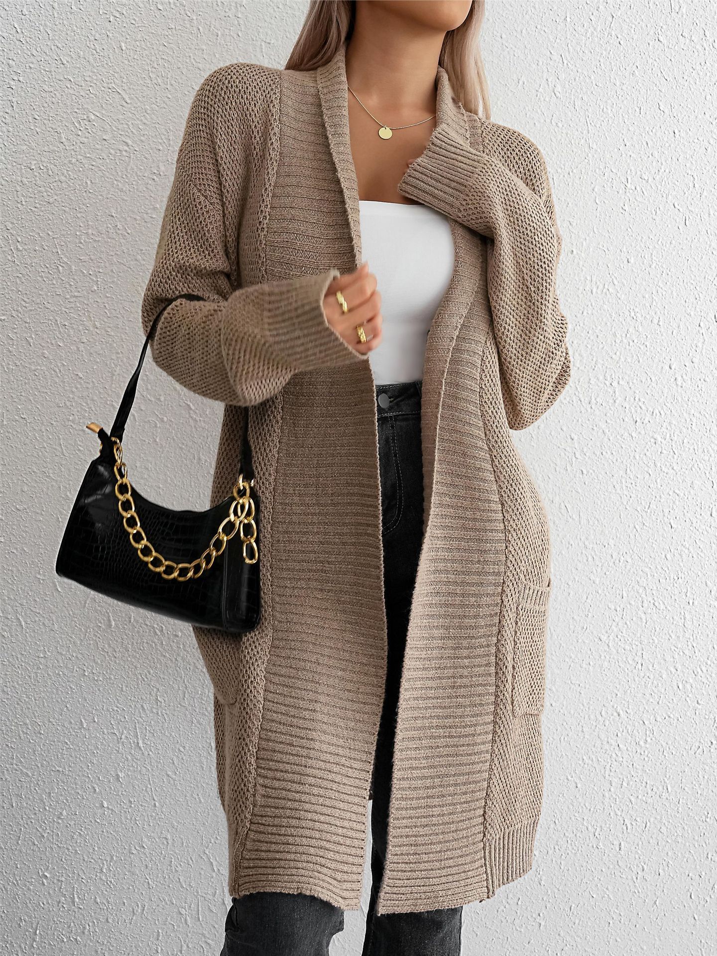 Lazy Sweater Loose Lapels Long Coat For Women