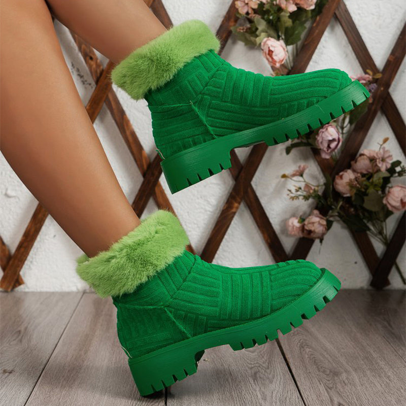 Winter Ankle Boots Fashoin Thick-soled Thickened Snow Boots For Women Plush Shoes