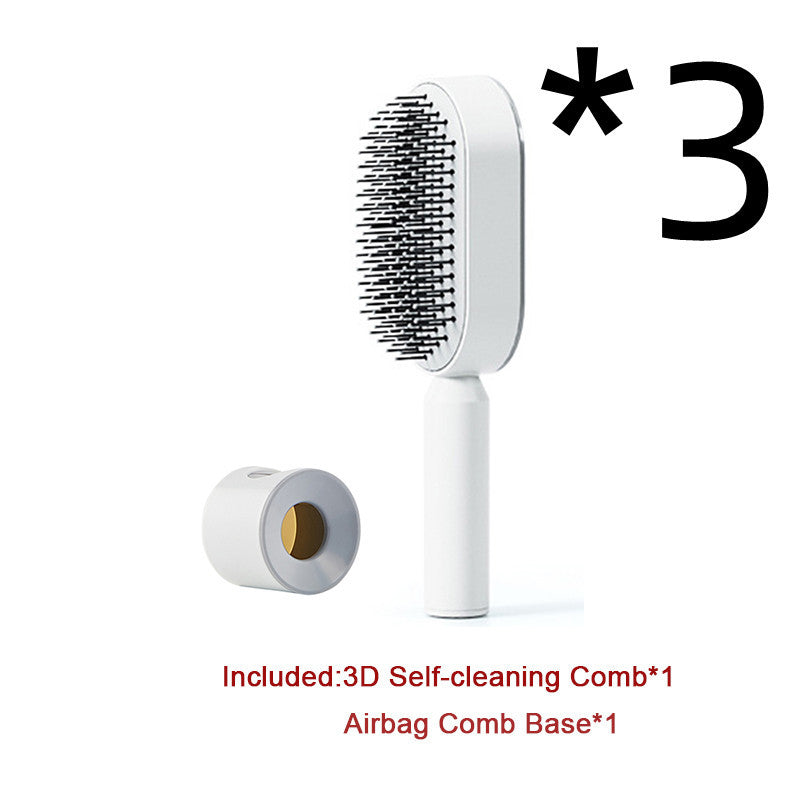 Self Cleaning Hair Brush For Women One-key Cleaning Hair Loss Airbag Massage Scalp Comb Anti-Static Hairbrush