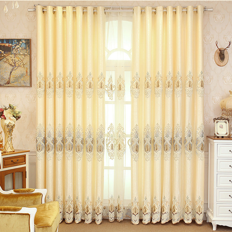 Crown European Embroidery Cloth Mesh Curtains Living Room Bedroom Simple