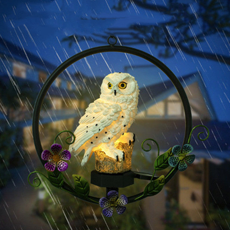 Solar Resin Owl Chandelier Outdoor Garden Iron Decoration Chandelier LED Landscape Light