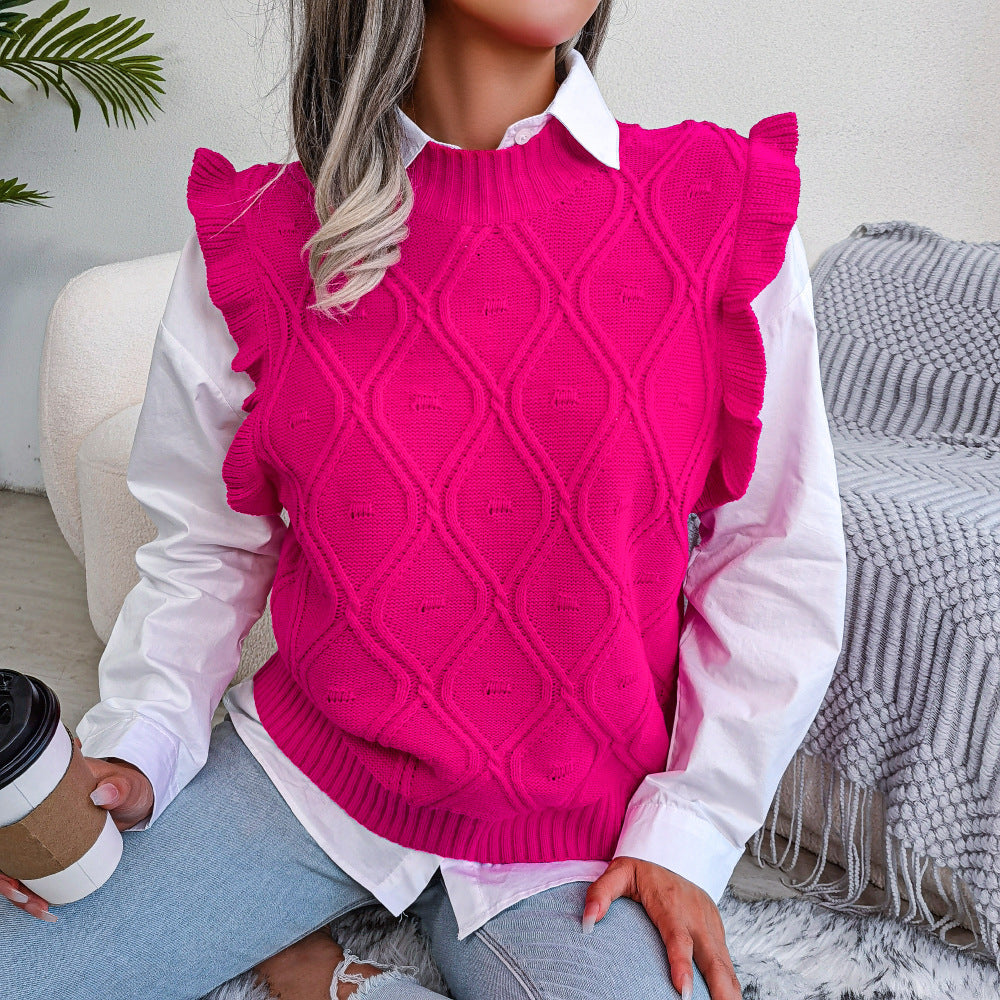 Women's Fungus Argyle Knitted Vest Sweater