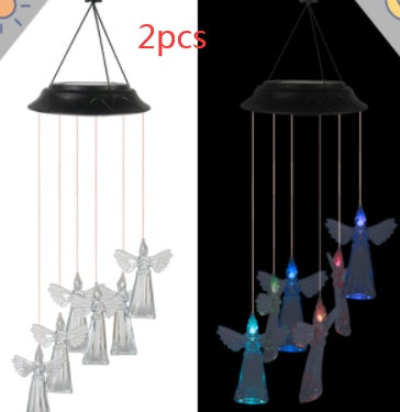 Color Changing Solar Power Wind Chime Crystal Ball Hummingbird Butterfly Waterproof Outdoor Windchime Light For Patio Yard Garde