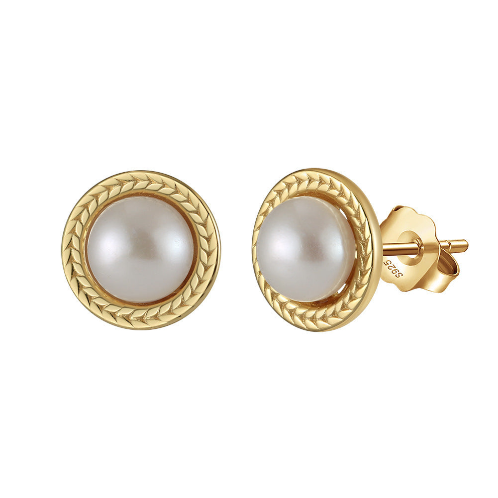 S925 Sterling Silver Natural Pearl Earrings