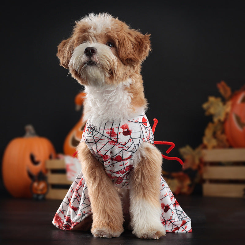 Halloween Personalized Bloodshot Spider Dog Skirt Clothes