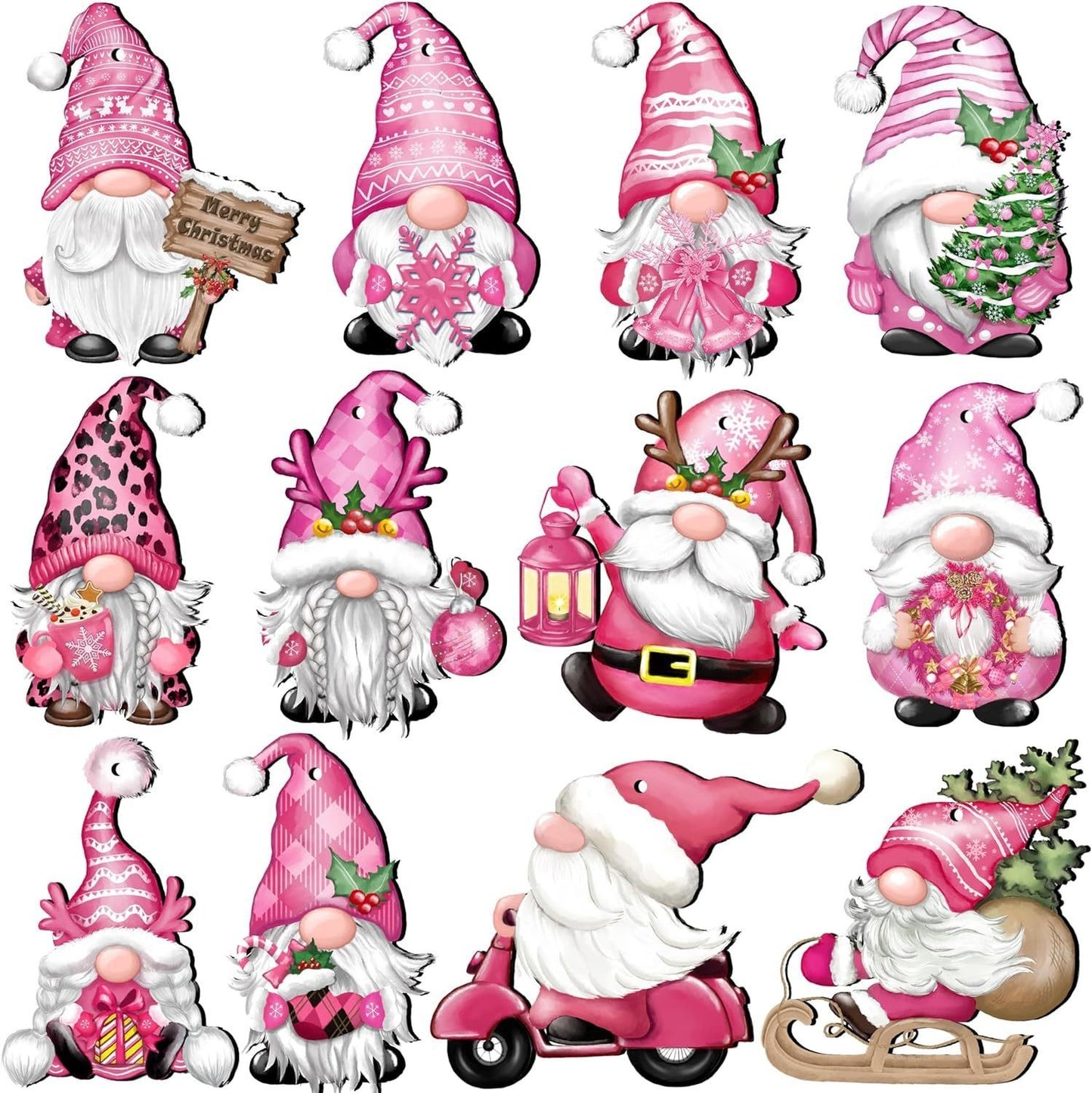 24 PCs Christmas Wooden Hanging Ornaments