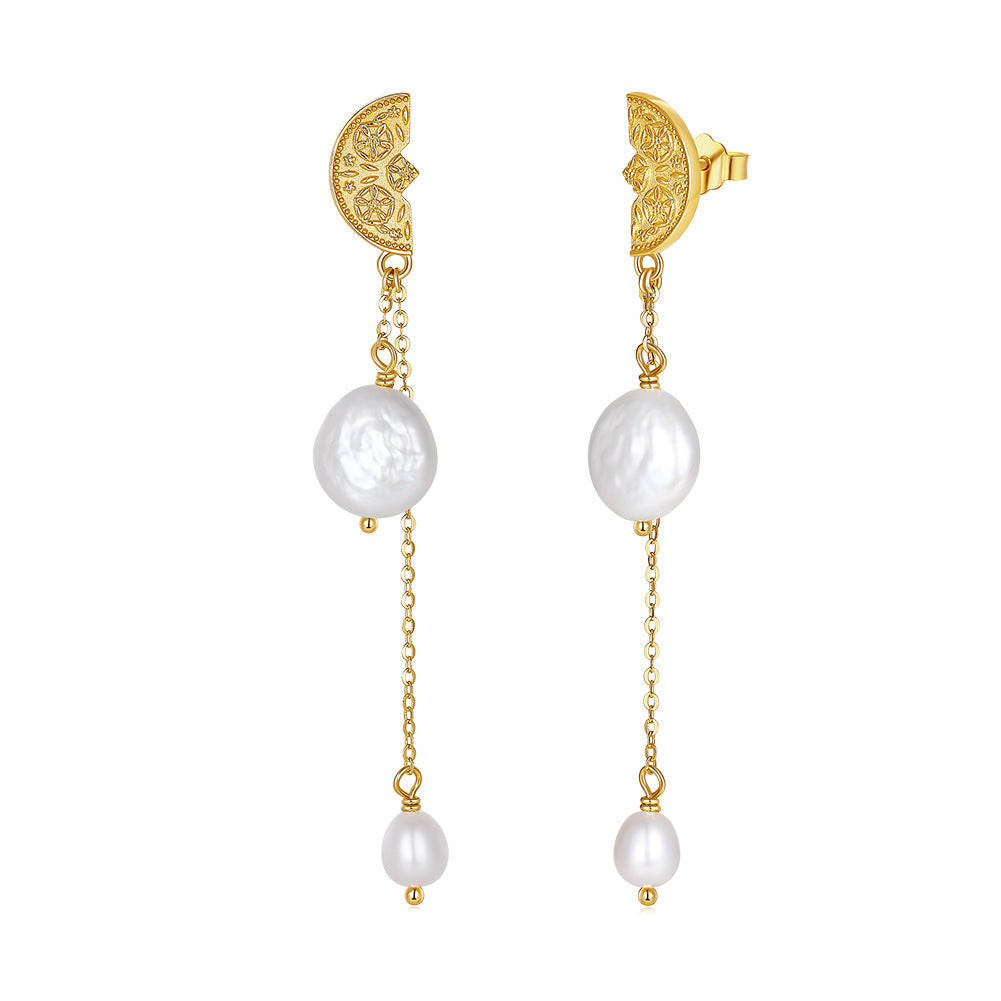 S925 Sterling Silver Natural Pearl Earrings