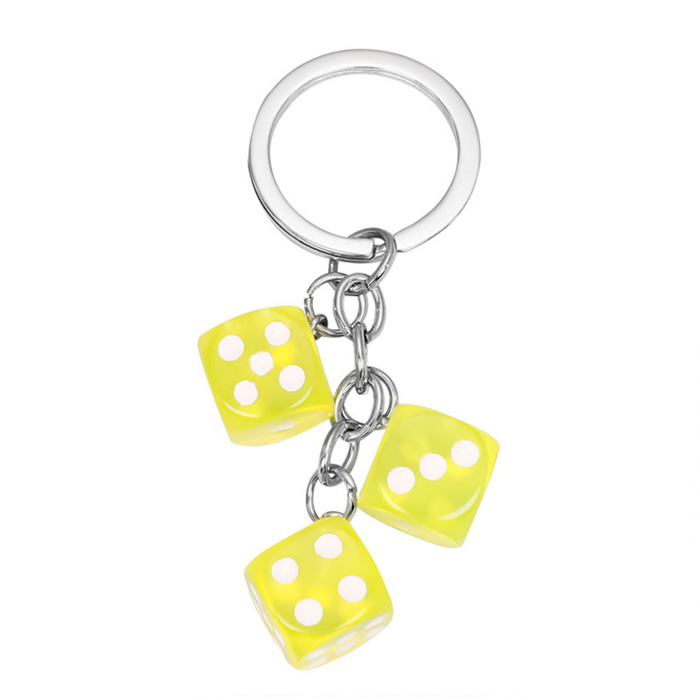 Creative Resin Dice Shape Keychain Pendant Portable Bag Pen Accessories