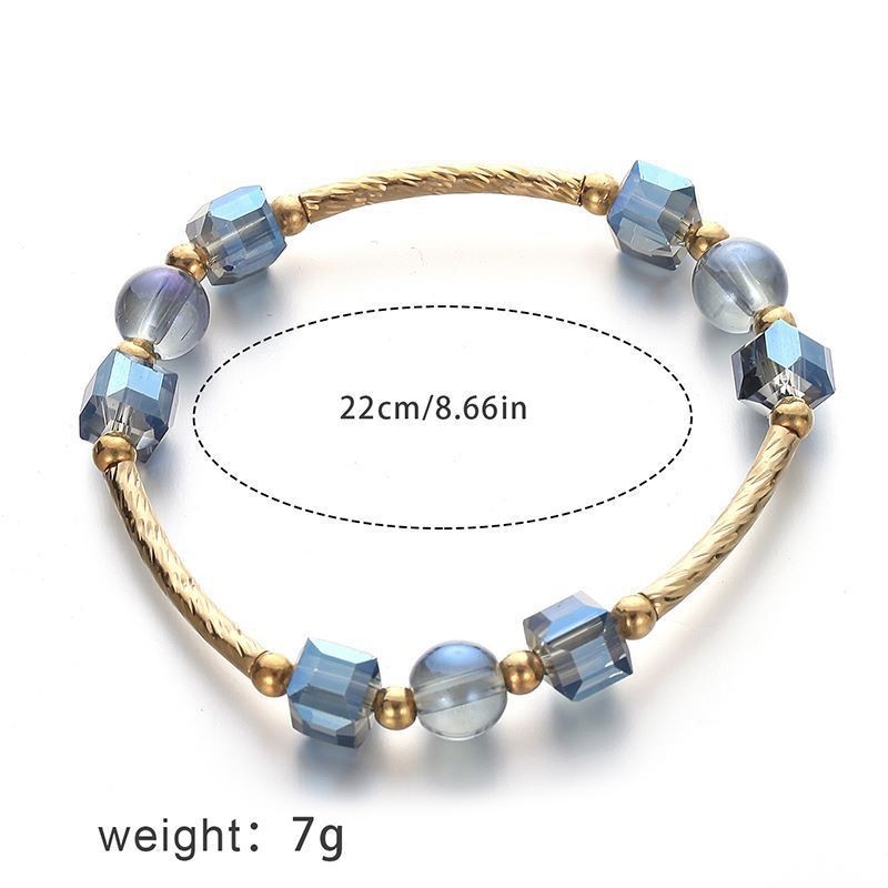 Acrylic Square Circle Bracelet Women's Bohemian Ethnic Style Women's Elastic Rice Bead Bracelet