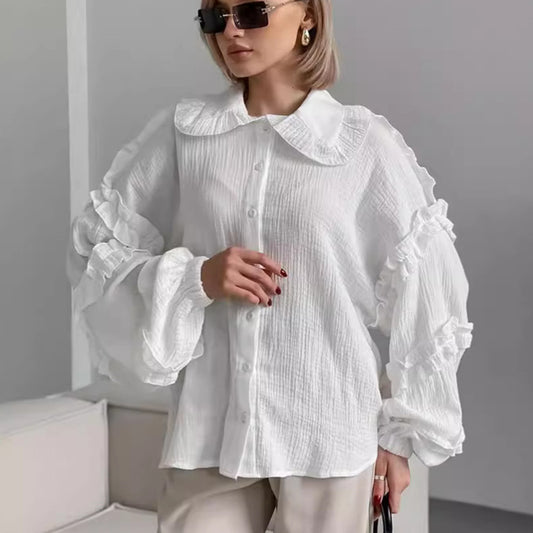 Women's Design Lace Loose Long-sleeved Shirt