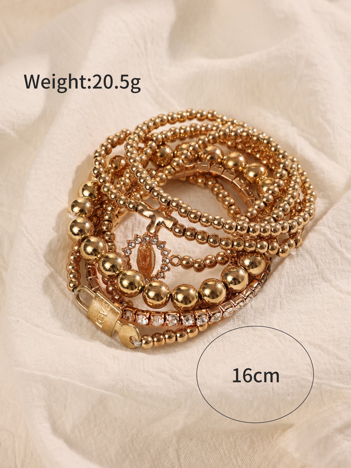 New Personalized Round Bead Diamond Shaped CCB Handmade Bead Elastic Bracelet For Couples And Girlfriends, 5-piece Set Bracelet