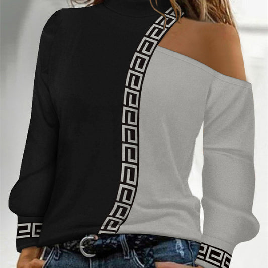 Women's Long Sleeve Loose Crew Neck Casual Bronzing T-shirt