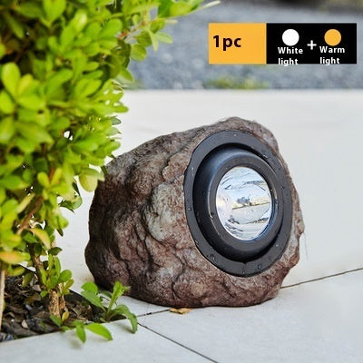 Adjustable Angle Waterproof Resin Solar Lawn Stone Lamp