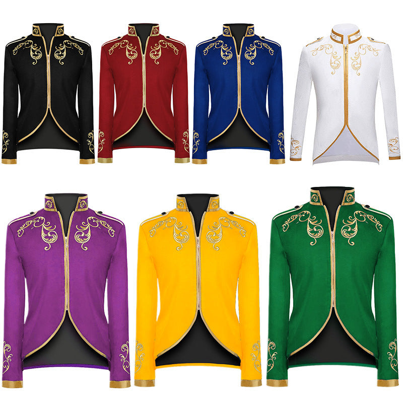 Halloween Men's Fashionable Jacket Court Prince Golden Embroidered Suit Sports Jacket