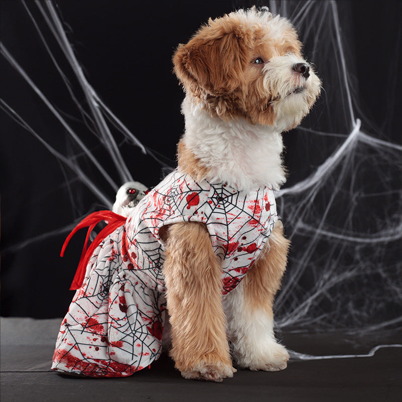 Halloween Personalized Bloodshot Spider Dog Skirt Clothes