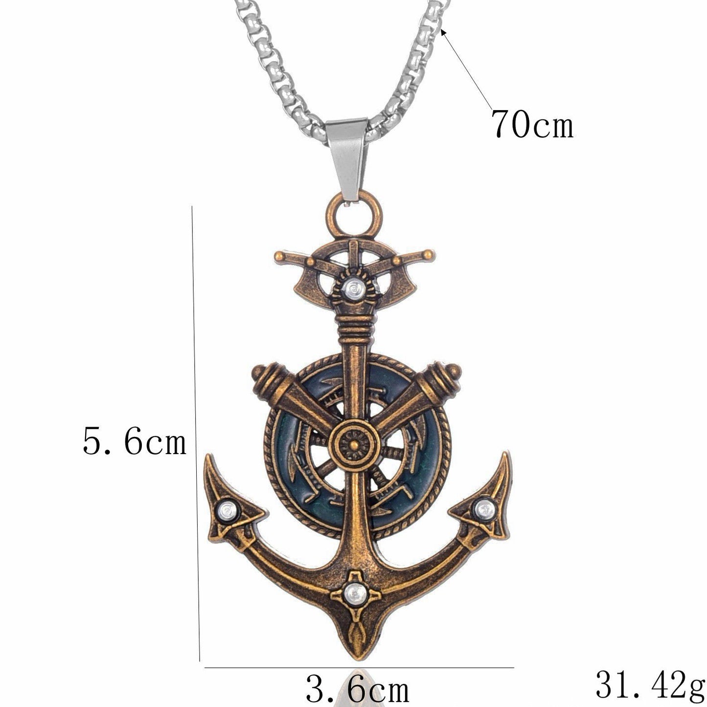 Vintage Anchor Necklace Fashion Street Hip Hop Sweater Chain For Women Men