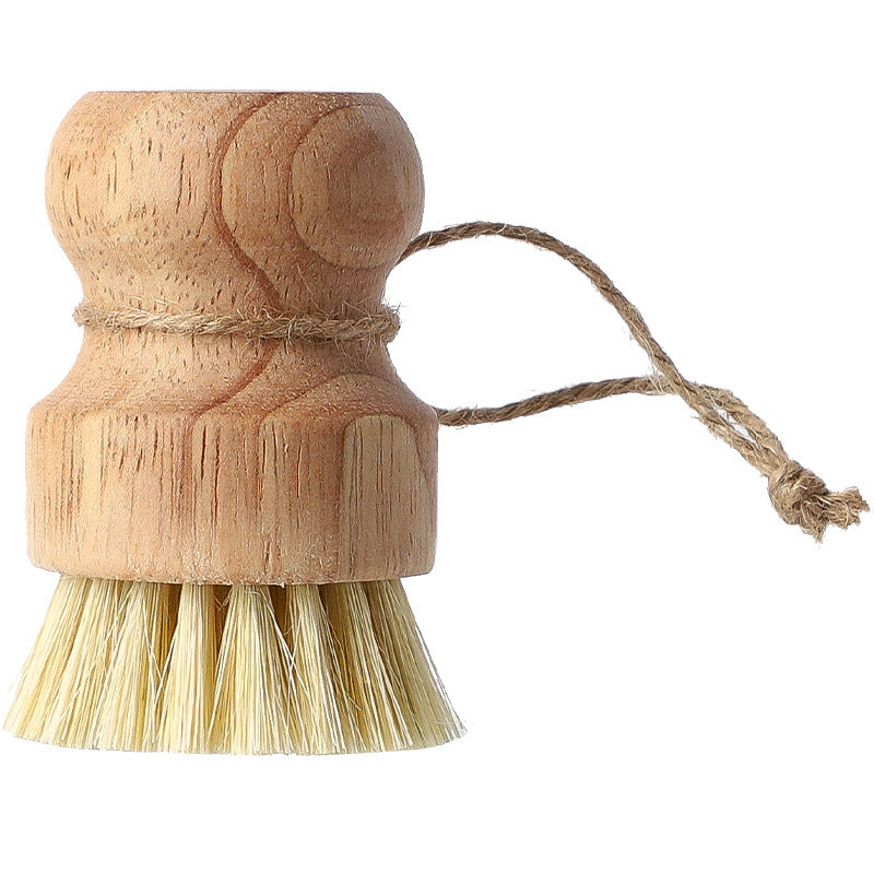 Kitchen Gadget Natural Wooden Brush Sisal Household Kitchen Short Handle Coconut Palm Cleaning Decontamination Brush