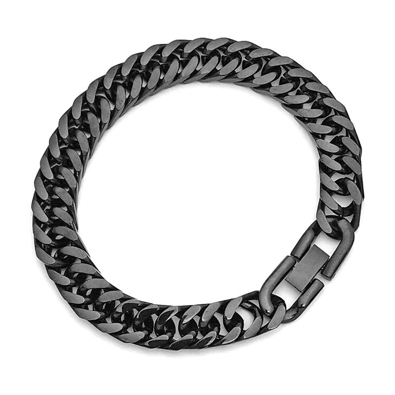 Vintage Men's Bracelet Simple High Quality Versatile Personality Cuban Bracelet Men's European Hip Hop Titanium Steel Bracelet