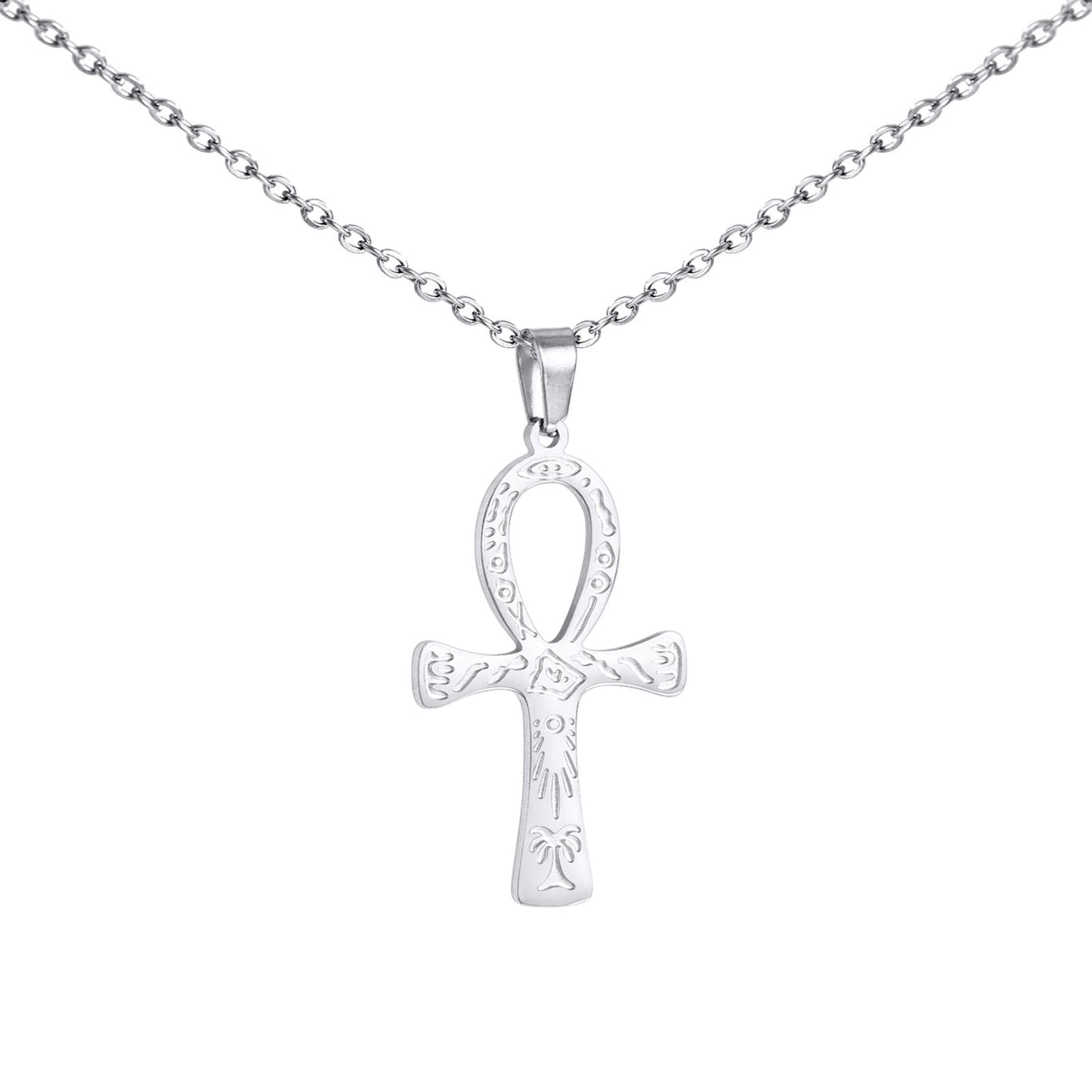 Fashion Simple Trend One-piece Delivery Personalized Corrosion Rune Cross Pendant Stainless Steel Necklace