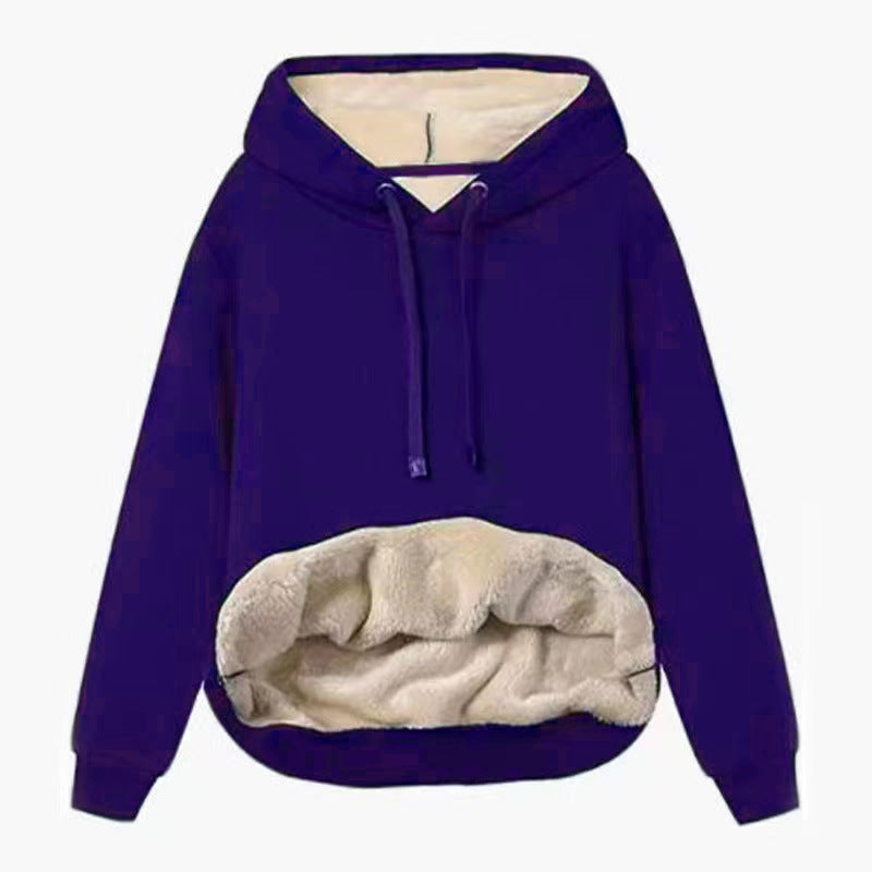 Velvet Padded Hooded Sweater Plush Women's Coat