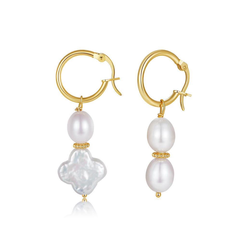 S925 Sterling Silver Natural Pearl Earrings