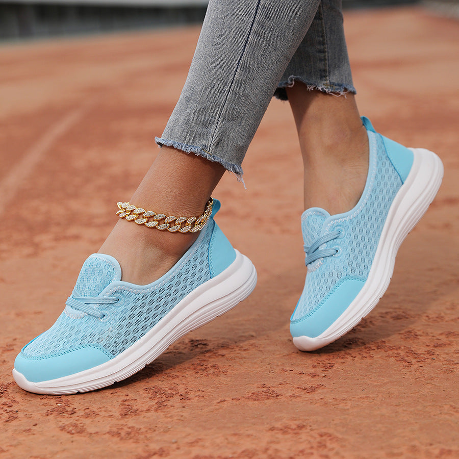 Lace-up Mesh Sneakers Fashion Sports Shoes Women Solid Cozy Flats Shoes