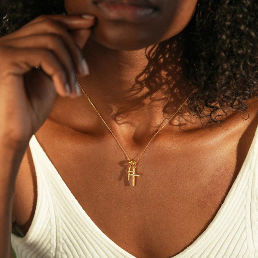 Silver Double Cross Necklace For Women