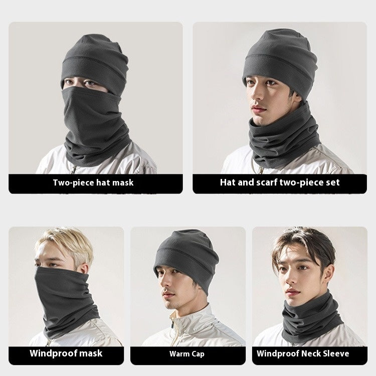 Dralon Hat Men's Winter Wind Mask Hat Neckerchief Cover Two-piece Set Cycling Bag Headgear Ear Protection