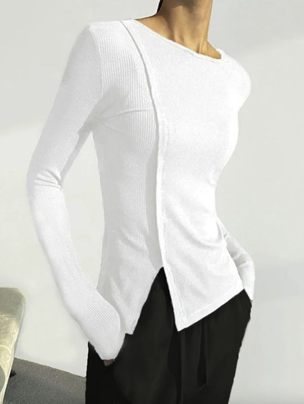 Irregular Women's Autumn Scheming Split Tight Sweater