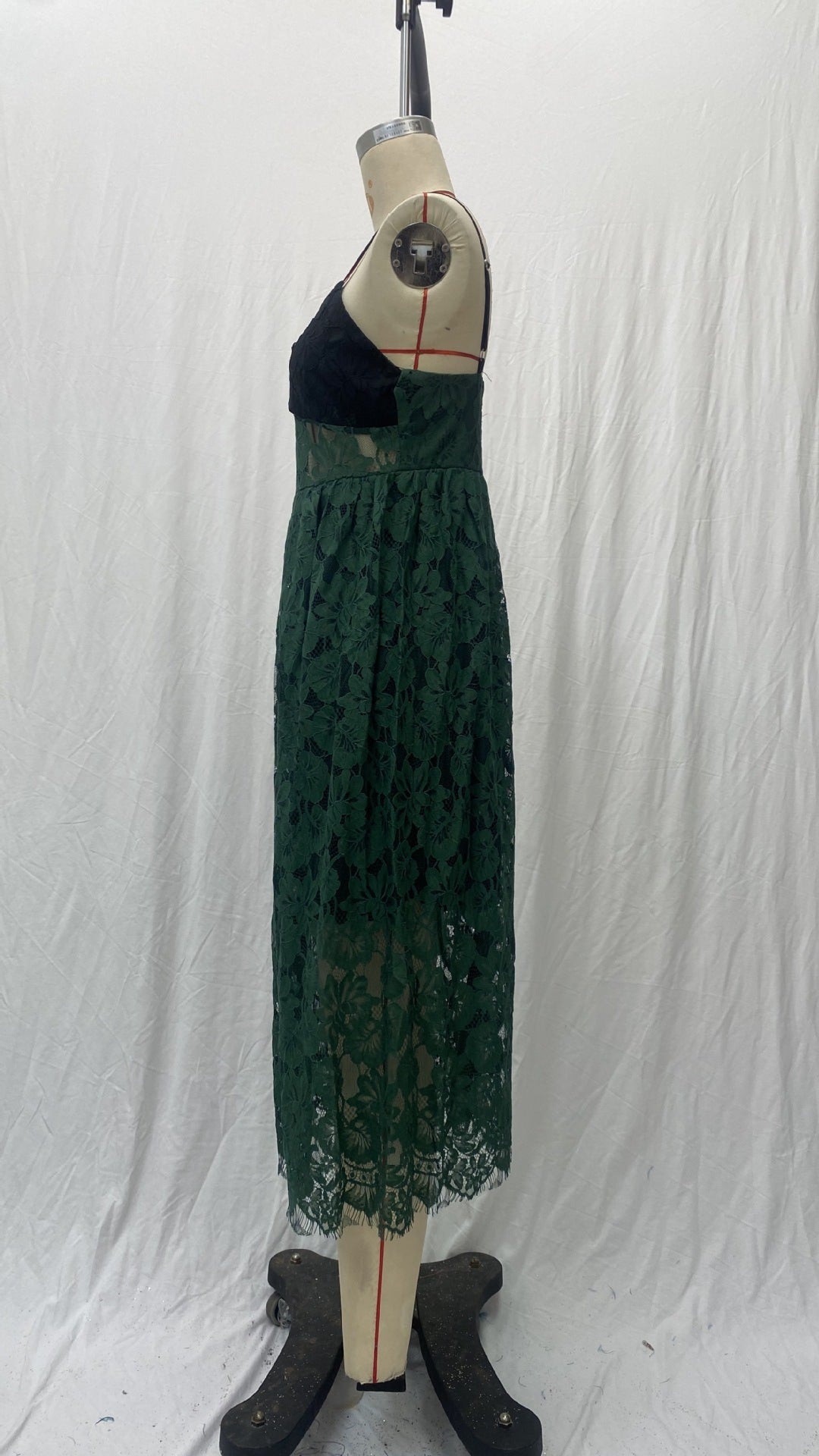 Women's Dress Sling Lace Green Hollow Multi-layer