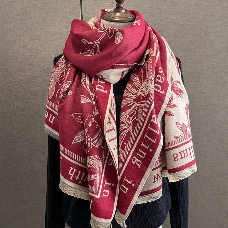 Printed All-matching Fashion Scarf Thickened Double-sided Thermal Shawl