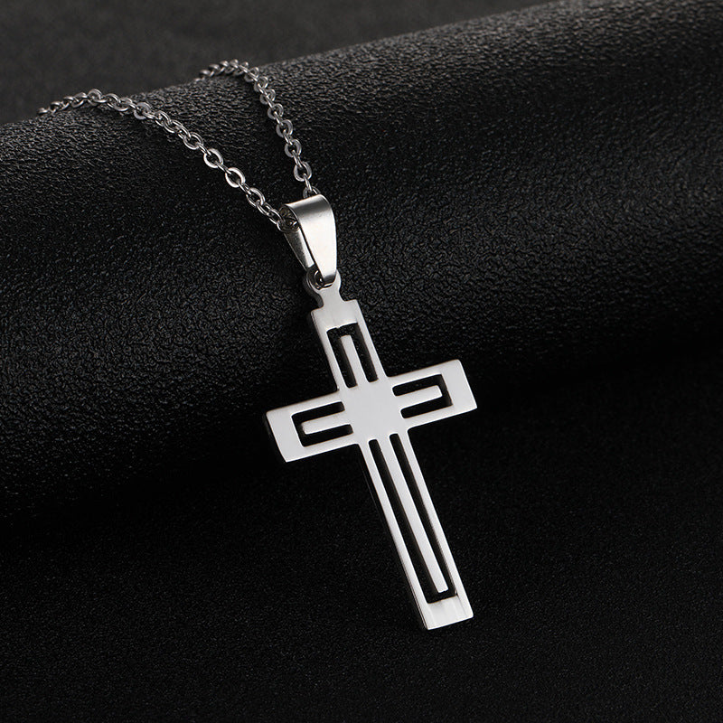 Stainless Steel Cross Necklace For Men Women Pendant Jewelry Fashion Fall Winter Sweater Necklace