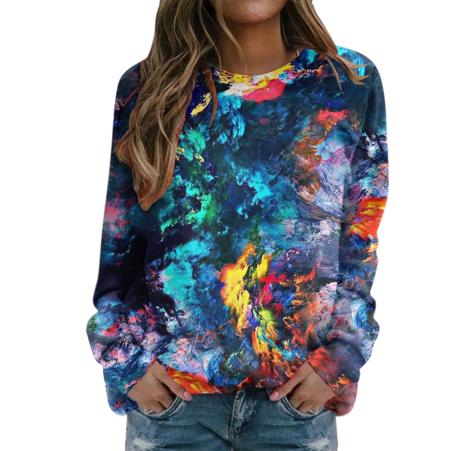 Starry Sky 3D Digital Printing Women's Round Neck Sweater