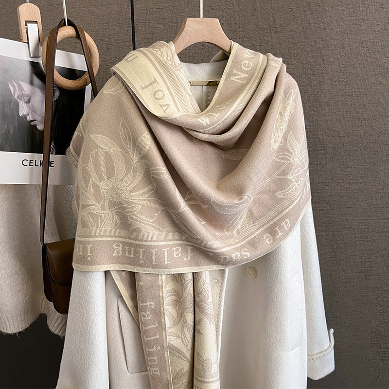 Printed All-matching Fashion Scarf Thickened Double-sided Thermal Shawl