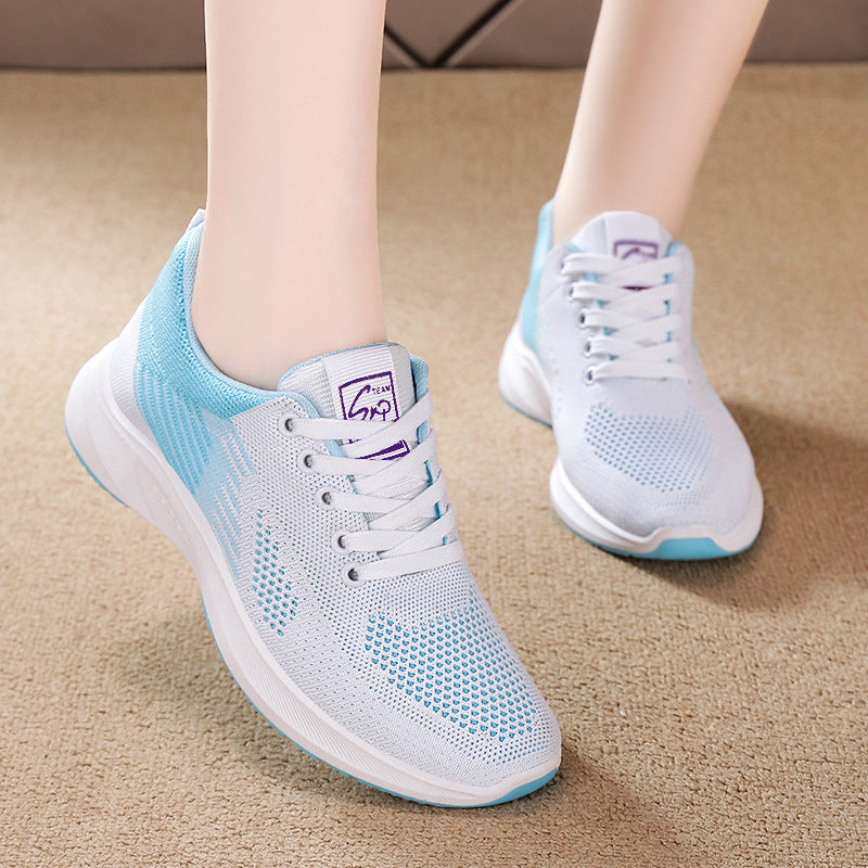 Women's Breathable Flying Woven Lace-up Fashionable Sports Shoes